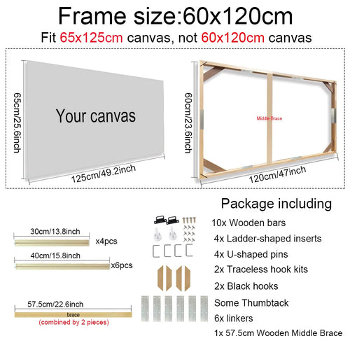 30x40 40x50 60x90cm Canvas Frame Wooden Frames Wooden Photo Oil