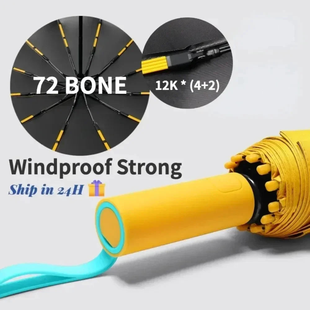 48 Bone Fully Automatic Super Strong Windproof Umbrella Uv Protection