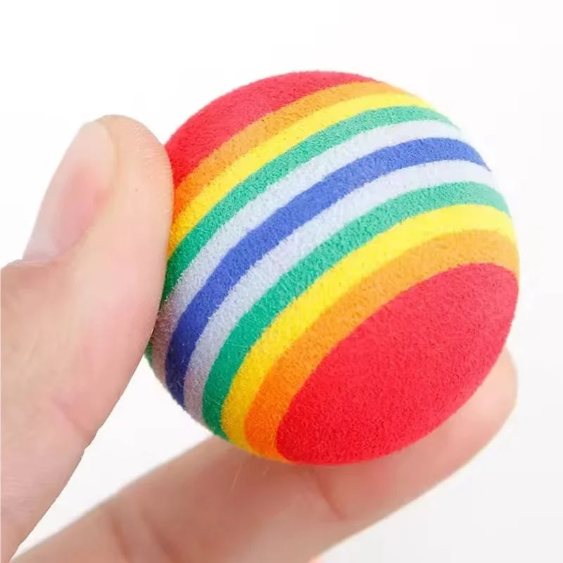 5/10PCS Rainbow EVA Pet Toy Balls Soft Lightweight Interactive Scratch