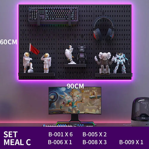 No-Drill Gaming Room Pegboard, Wall Organizer for Controller,