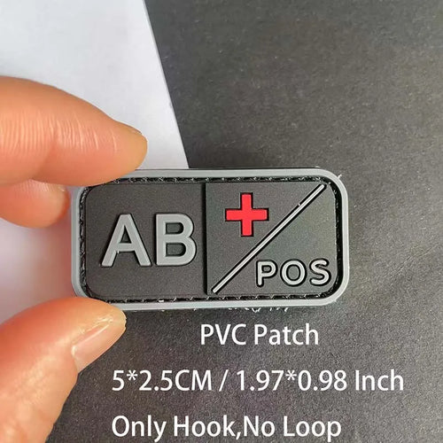 Small Patch with Hook,PVC Blood Type A B AB O POS NEG Emblemen,Patches