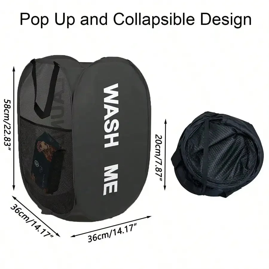 Portable Mesh Pop Up Laundry Hamper Wide Opening Breathable