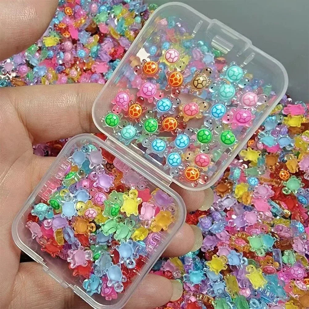 100Pcs Mini Resin Turtles Glow in The Night Turtle Miniatures