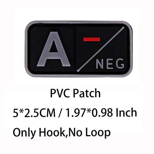Small Patch with Hook,PVC Blood Type A B AB O POS NEG Emblemen,Patches