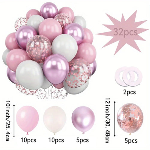 32/52/62pcs Macaron Pink Retro Sand White Champagne Golden Balloons