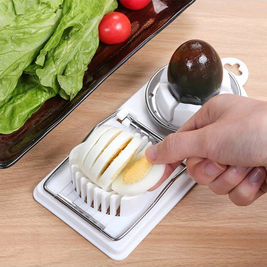 Multifunctional PP Base egg cutter 2-in-1 stainless steel wire pull