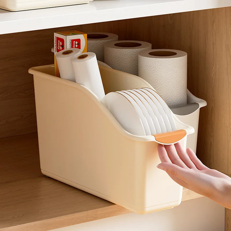 Curved Plastic Storage Bins Set - Multipurpose Home Organization Boxes