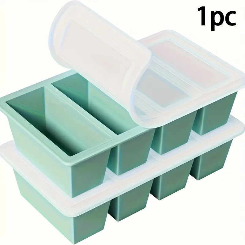 1pc Silicone Freezer Tray with Lid - Durable Kitchen Storage for Soup,