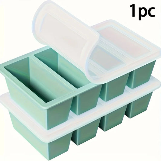 1pc Silicone Freezer Tray with Lid - Durable Kitchen Storage for Soup,