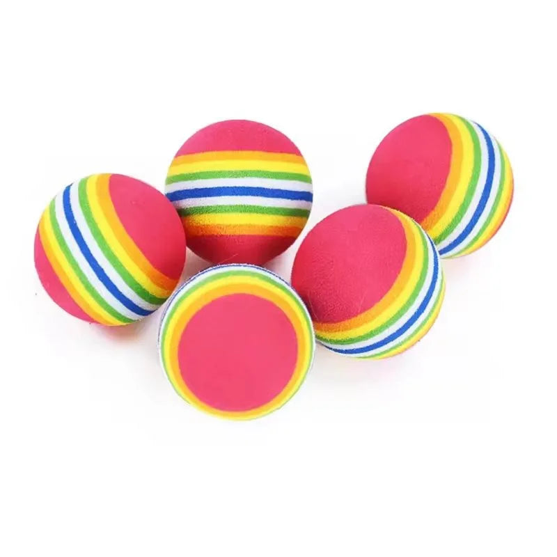 5/10PCS Rainbow EVA Pet Toy Balls Soft Lightweight Interactive Scratch