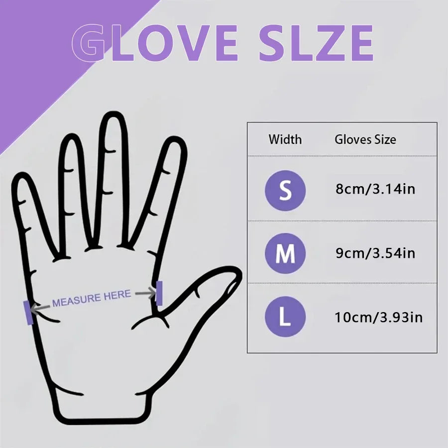 10-100pcs Disposable Purple Nitrile Gloves Latex Free Waterproof