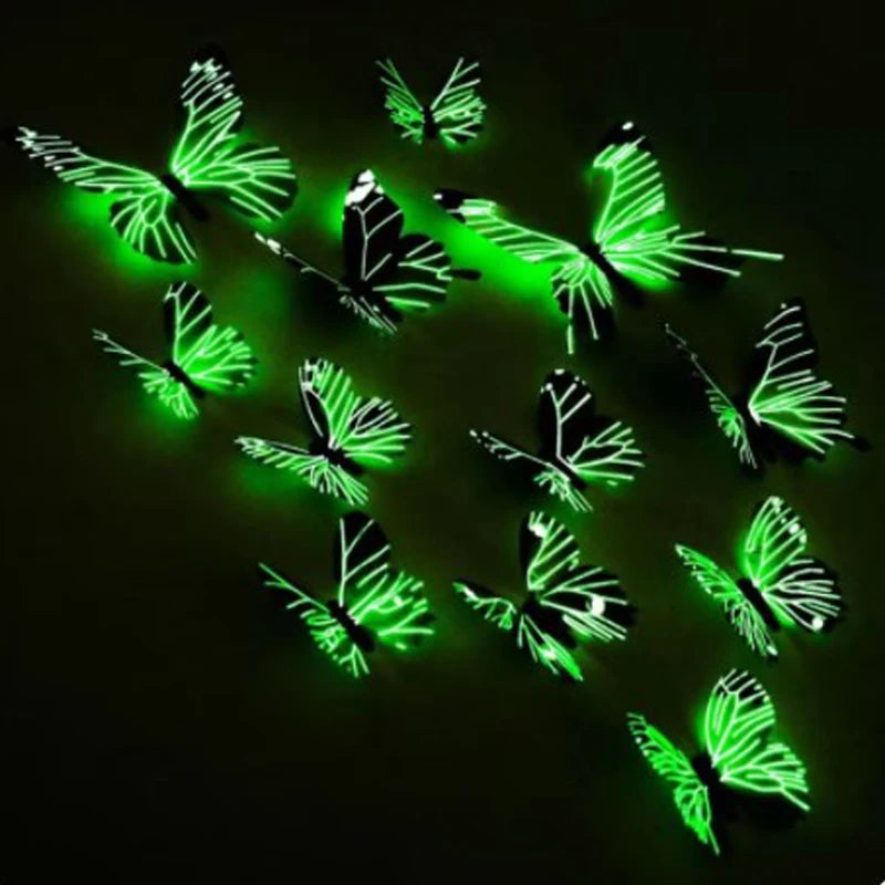 12 Pcs 3D Luminous Butterfly Creative Wall Stickers DIY Wall Stickers