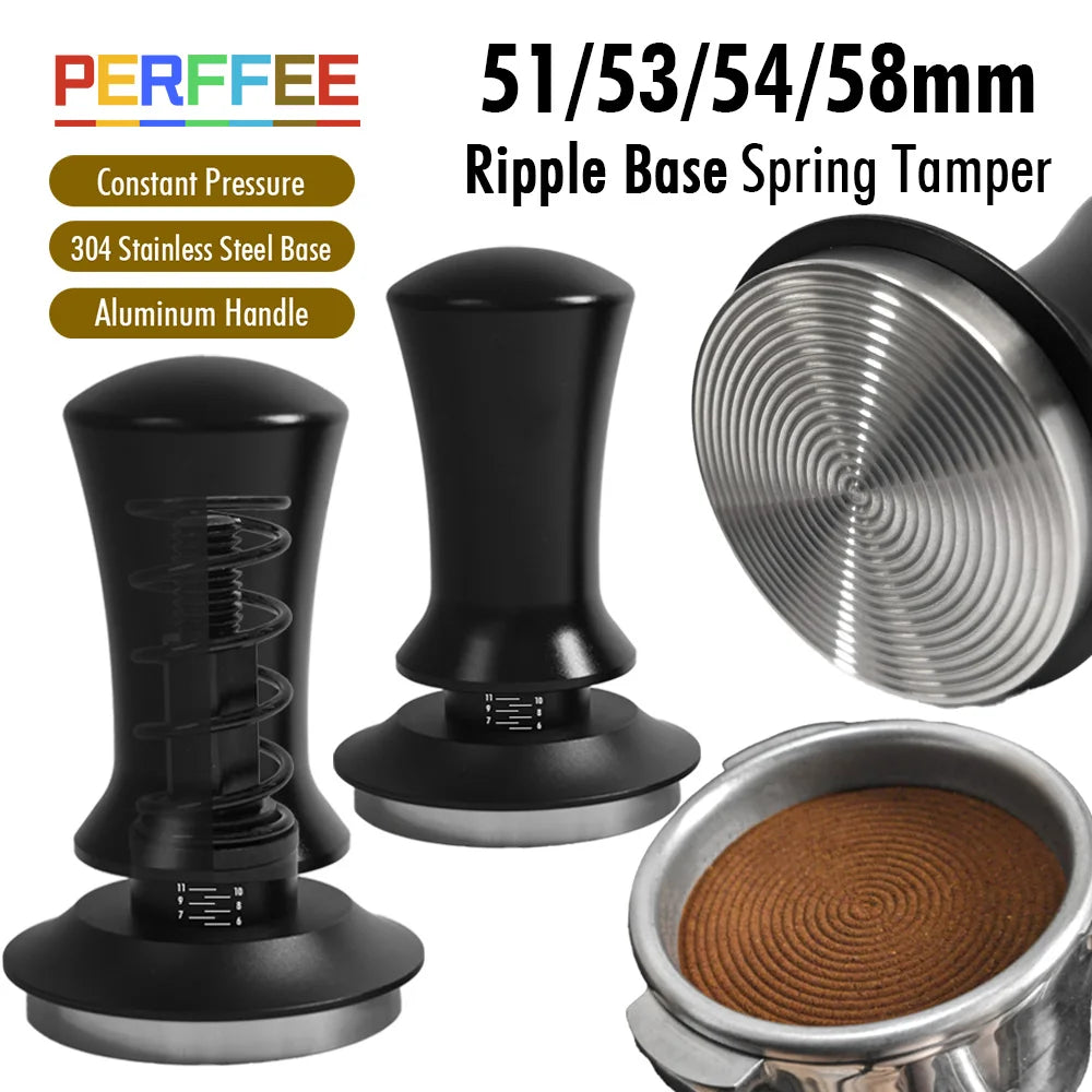 Coffee Tamper 58mm 54mm 51mm Ripple Base Leveling Constant Pressure