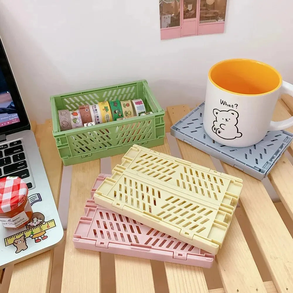 6 Color Organizing Storage Baskets Case Folding Student Desktop Basket