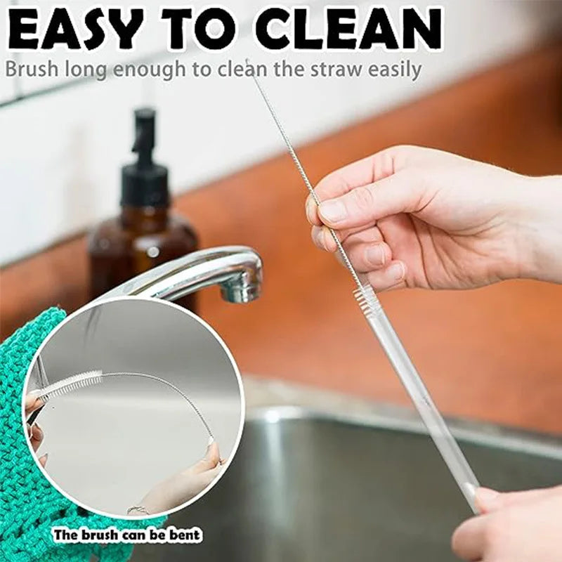 Reusable Straw with Cleaning Brush Plastic Replacement Straw