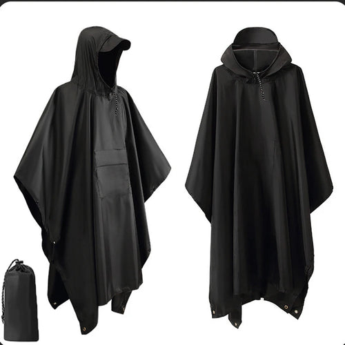 3 In 1 Outdoor Military Raincoat Hooded Sleeve Waterproof Rain Poncho