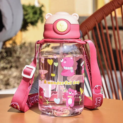 1PC Kids Water Sippy Cup Kids Water Bottle with Straw and Handle