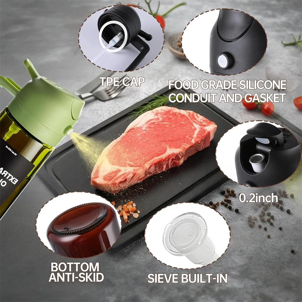 470 ml Oil Sprayer for Cooking,2-in-1 Olive Oil Dispenser and Oil