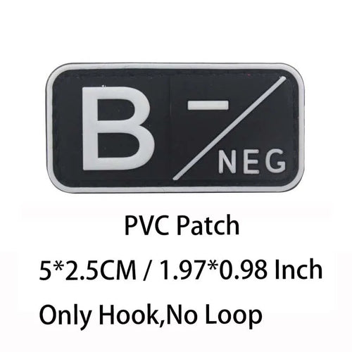 Small Patch with Hook,PVC Blood Type A B AB O POS NEG Emblemen,Patches