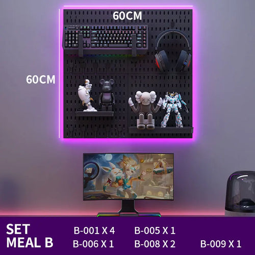 No-Drill Gaming Room Pegboard, Wall Organizer for Controller,