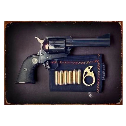 Pistol Metal Signs, Exuding Military Flair, Ideal As Wall Decoration