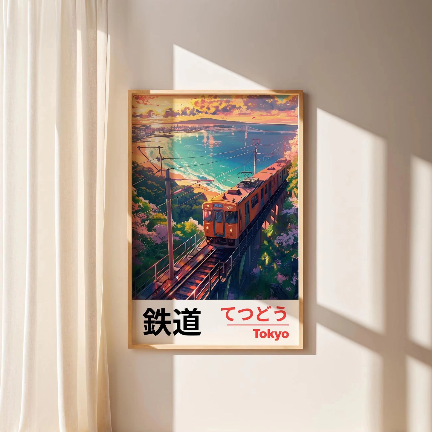 Vintage Japanese Landscape Canvas Print - Asian Art Railway Wall Art