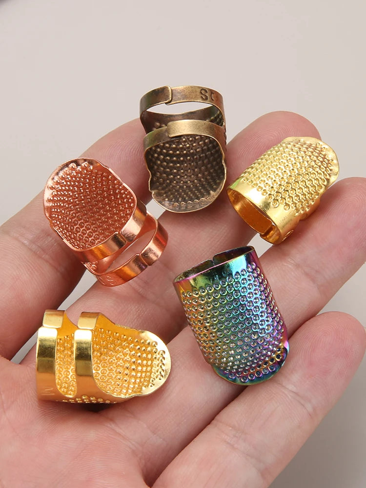 2PCS vintage adjustable thimble hand sewing thimble ring home non-slip