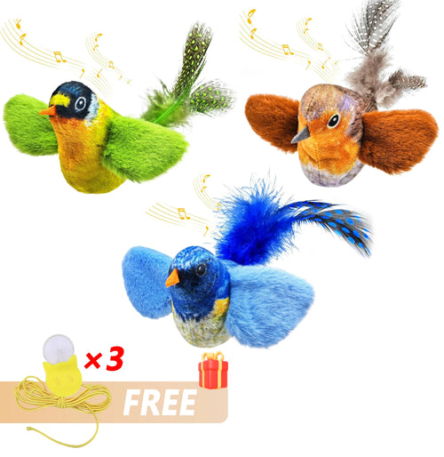Indoor Interactive Birds Toy for Cat Chasing Teasing Toy Sounding