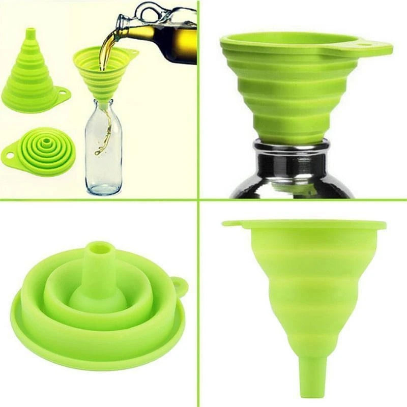 1pc Mini Silicone Gel Foldable Collapsible Style Funnel Hopper Kitchen