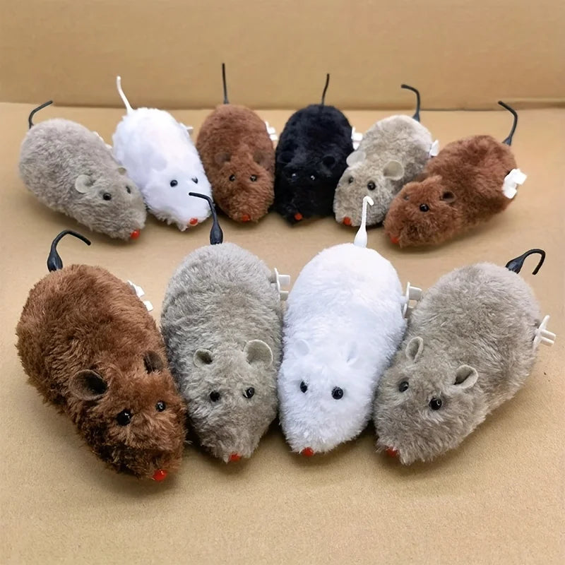 1/5pcs Fun and Interactive Plush Wind-Up Mouse Toy for Cats Dogs and
