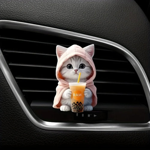 Cute cat acrylic car aromatherapy, long-lasting fragrance, vent clip,