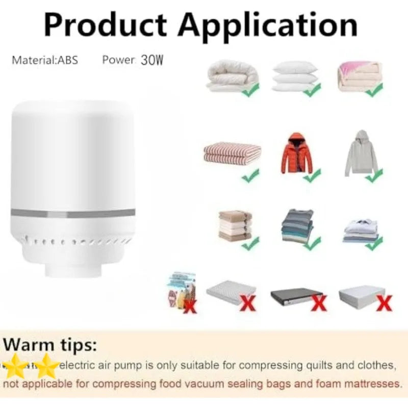 Electric Vacuum Pump for Storage Bags EU US Plug Portable Air