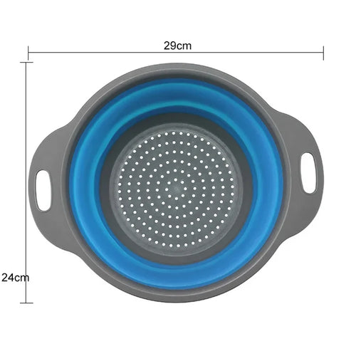 1/2pcs Silicone Round Folding Vegetable Fruits Washing Drain Basket