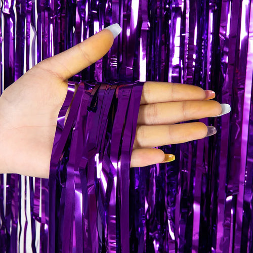 Cheap as a Party Metallic Tinsel Foil Fringe Curtains Backdrop for