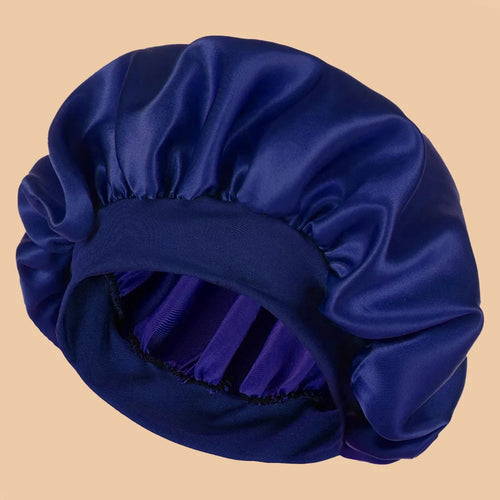 1pc Women's Solid Color Satin Wide-Brimmed Shower Cap, Suitable For