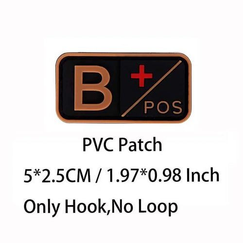 Small Patch with Hook,PVC Blood Type A B AB O POS NEG Emblemen,Patches