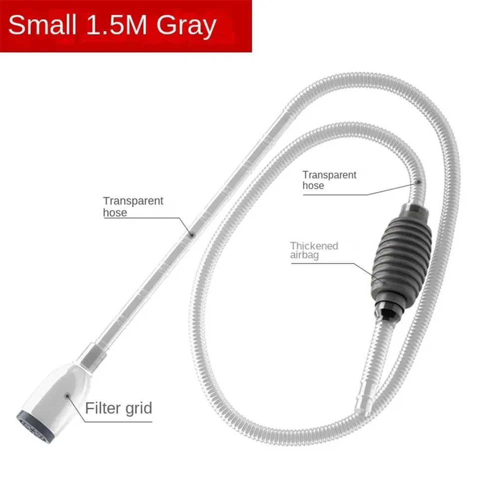 Premium Grey Aquarium Fish Tank Water Changing Syphon Pipe Meter