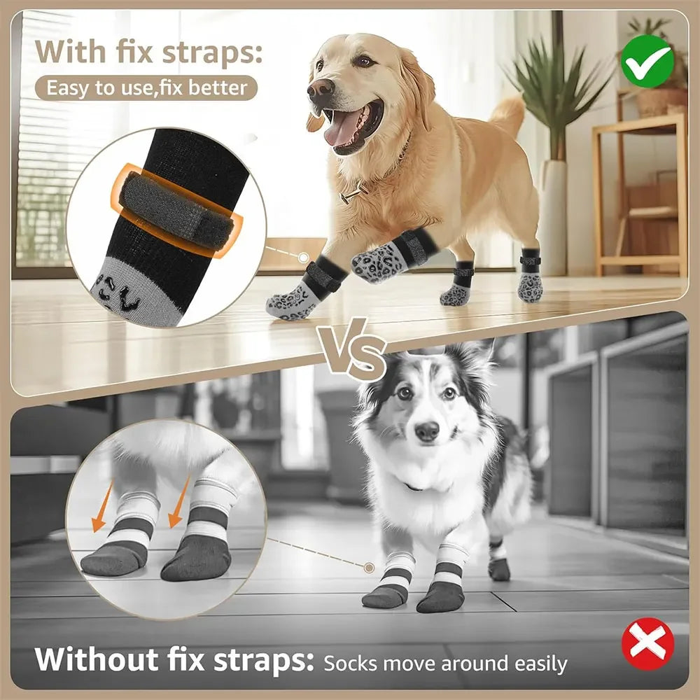 4pcs Dog Paw Protectors Anti-Slip Boots with Traction Control