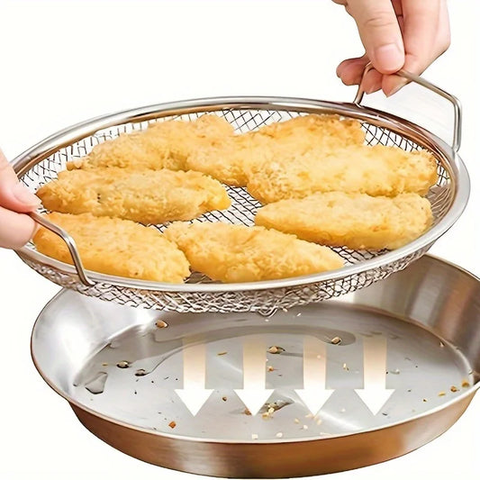 tainless Steel Filter Tray,Reusable Round Mesh Basket,Frying