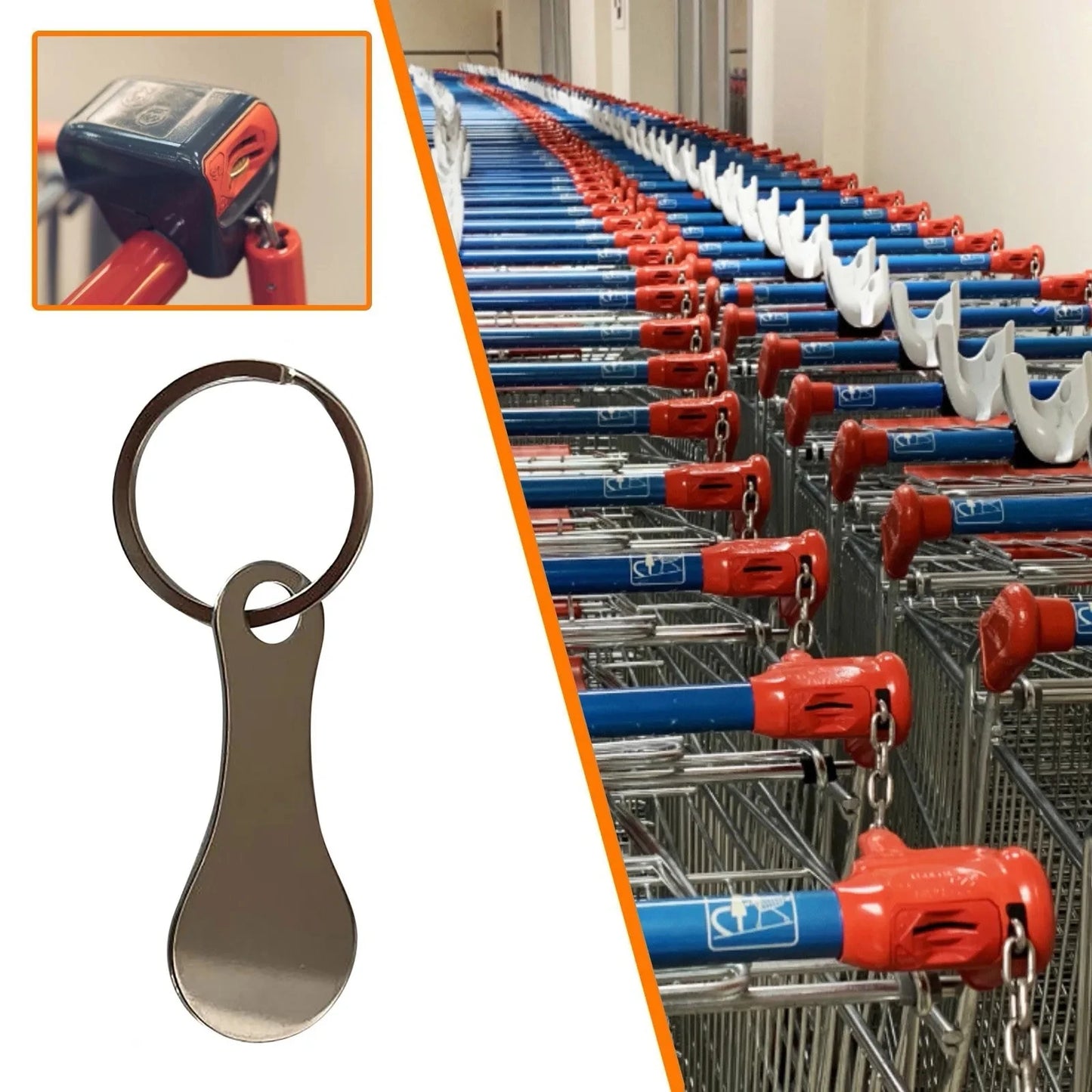 Shopping Cart Token Stainless Steel Hard Portable Key Ring Metallic