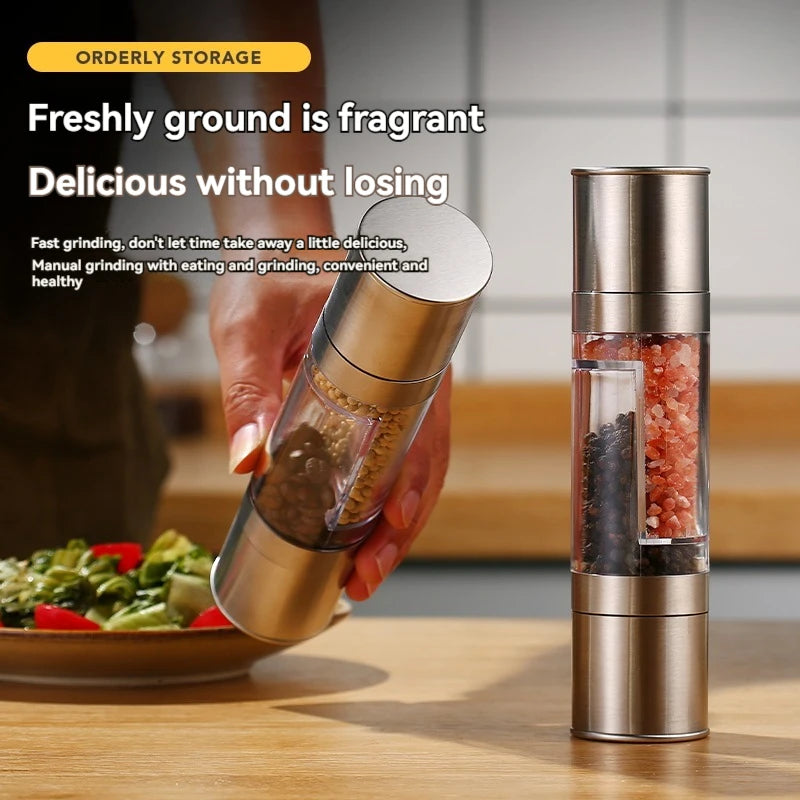 Salt and Pepper Grinder 2 in 1 Manual Stainless Steel Salt Pepper