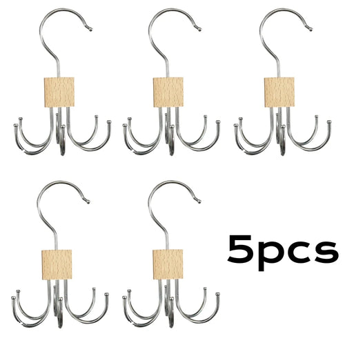 1/5pcs 360° Rotating Storage Hanger Hook Multi-Claw Bag Metal Belts