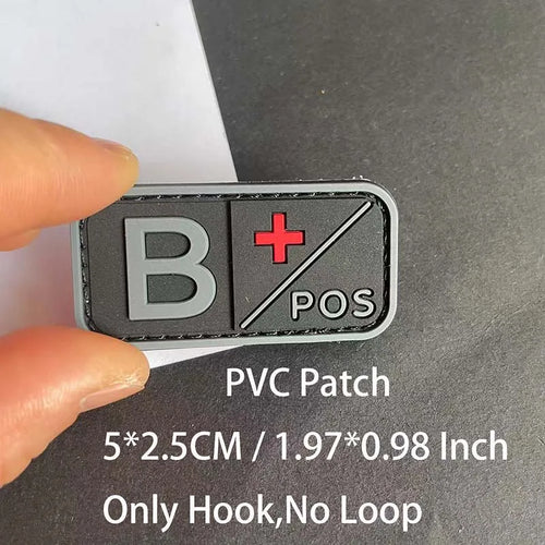 Small Patch with Hook,PVC Blood Type A B AB O POS NEG Emblemen,Patches
