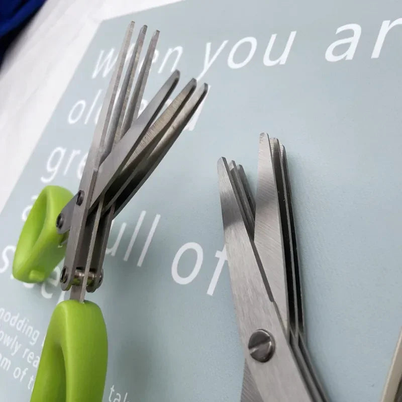 Multi-functional Stainless Steel 3/5 Layer Kitchen Scissors Pepper
