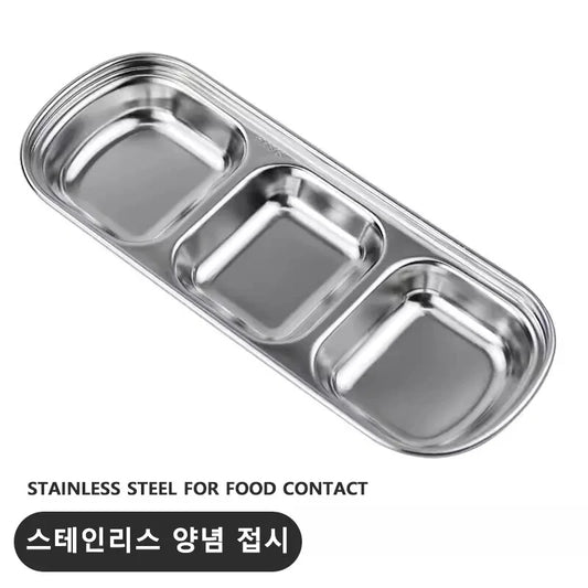 304 Stainless Steel 3-compartment Dip Tray Seasoning Sauce Seasoning