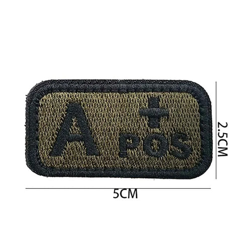 2.5*5CM,A B AB O POS-NEG Blood Type Badges Fabric Applique Embroidery