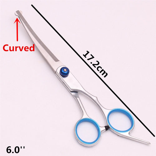 6.0'' Pet Grooming Safety Scissors Hair Cutting Curved Thinning Comb