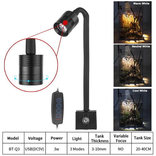 USB Aquarium Light Lighting plants Grow Light Super Slim LED 3W