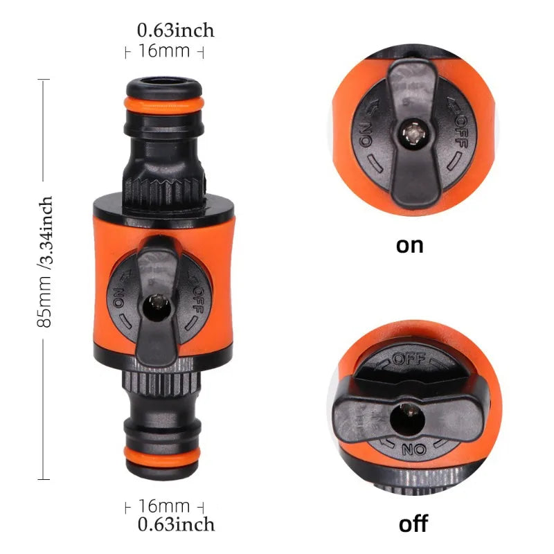 1PC/2PCS 16MM Equal Garden Hose Shut Off Valve Fitting Plastic Tubing