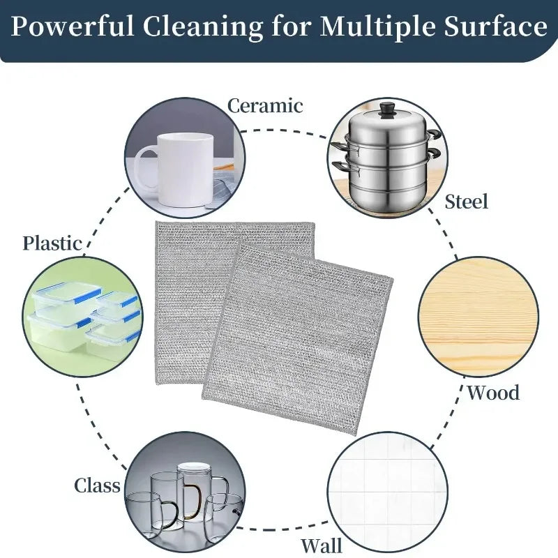 Thickened Steel Wire Cleaning Cloth Non-Scratch Double-layer
